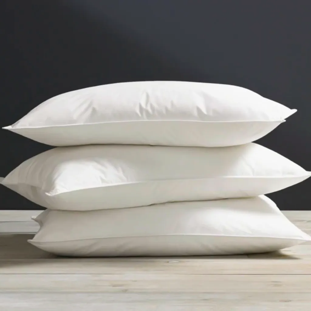 High-loft European white goose down pillow regaining its shape after compression