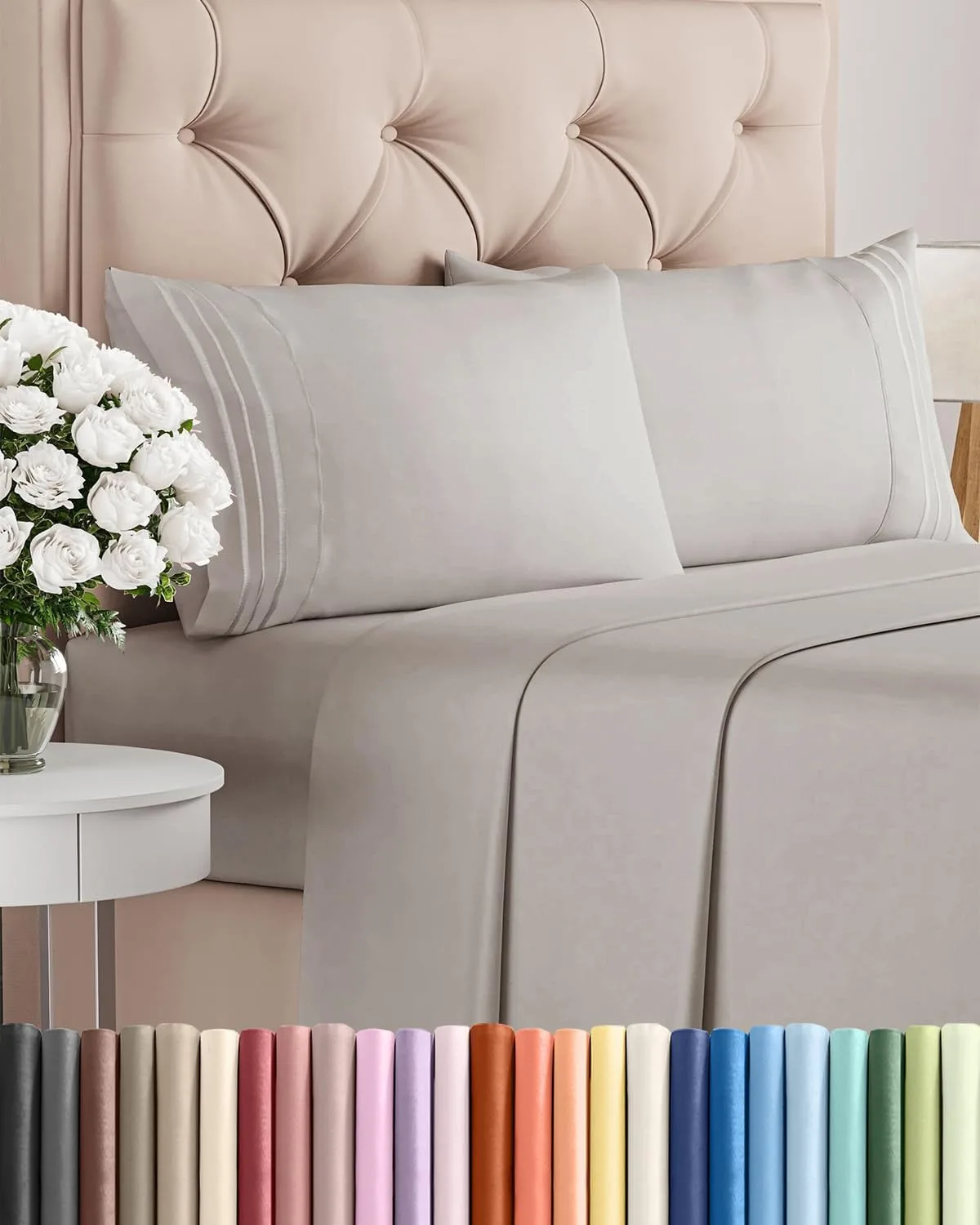 King Size 4 Piece Sheet Set - Comfy Breathable & Cooling Bed Sheets Set