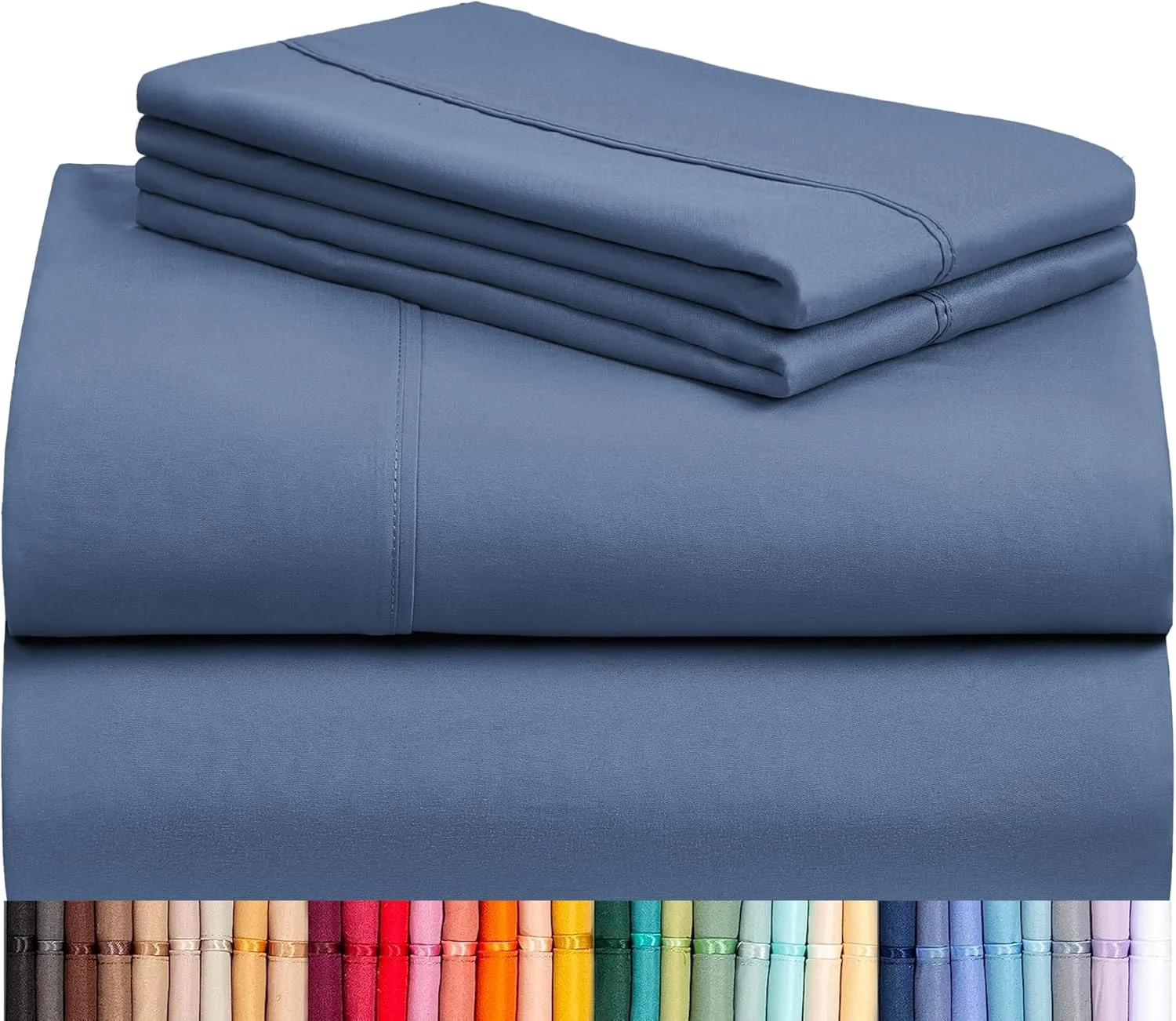 LuxClub 4 PC King Sheet Set, Breathable Luxury Bed Sheets