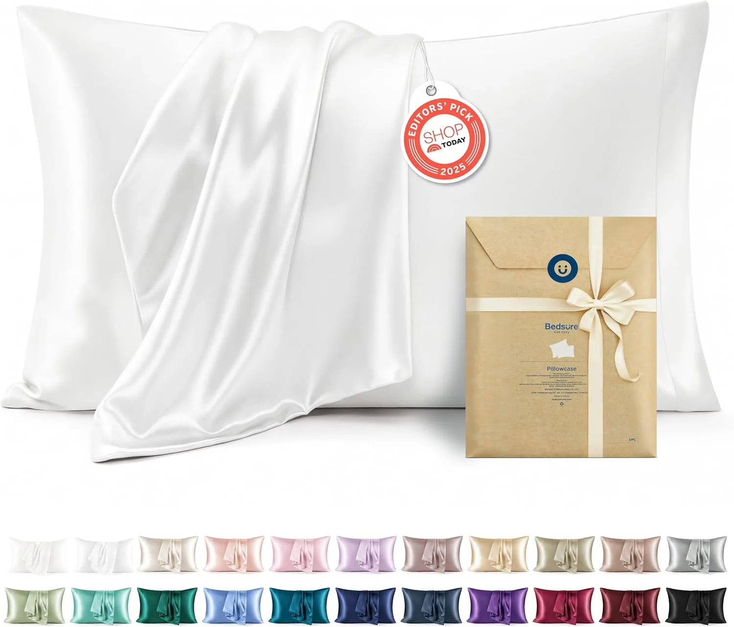 Bedsure Satin Pillowcases, Similar to Silk Pillow Cases Queen Size Set of 2