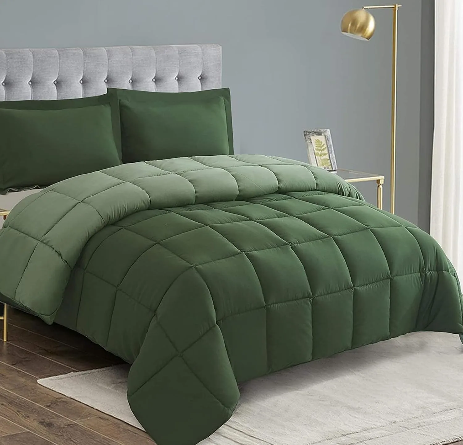 HIG 3pc Green Queen Size Comforter Set