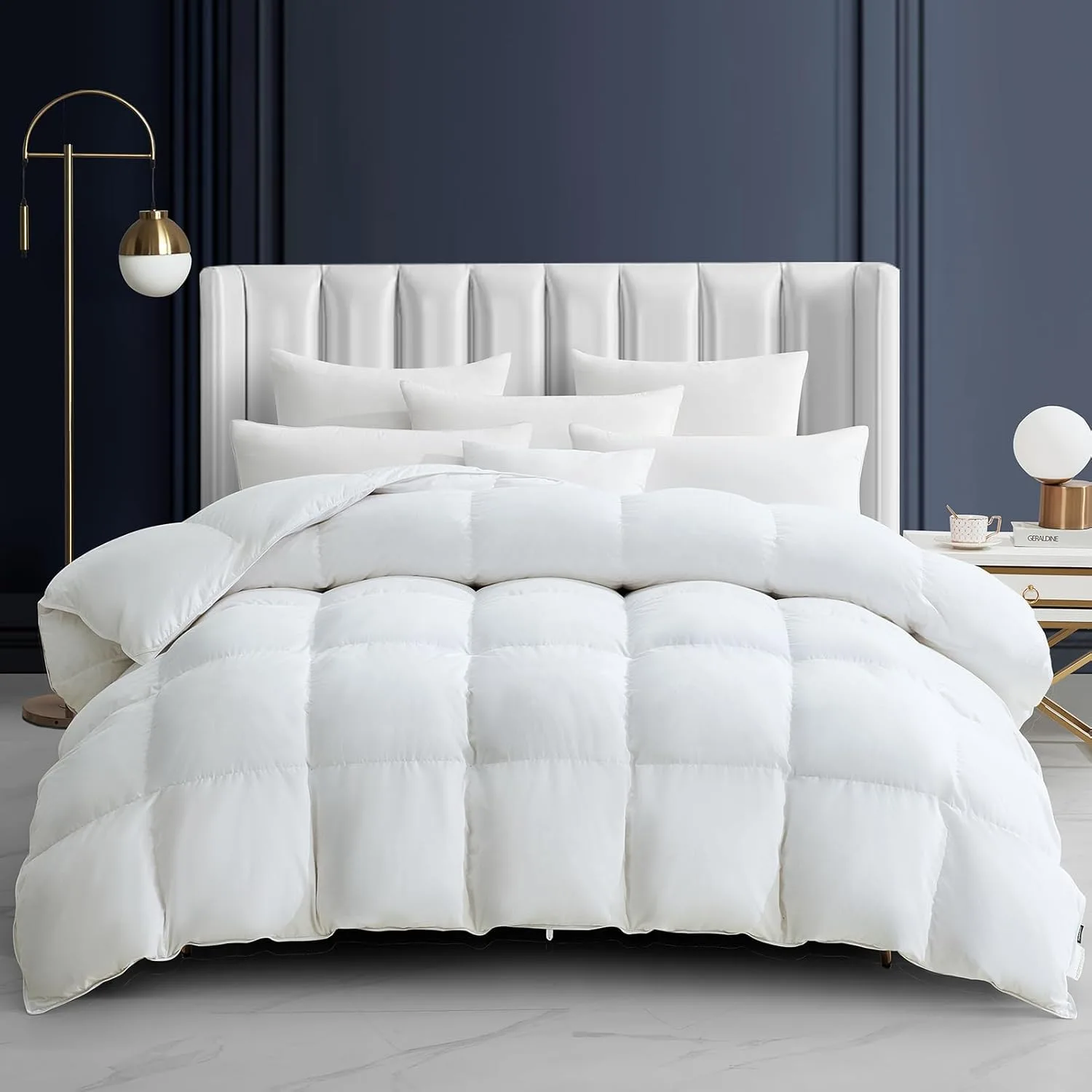 Maple&Stone Queen Feather Down Comforter Heavyweight White Down Duvet Insert Ultra Soft 100% Cotton
