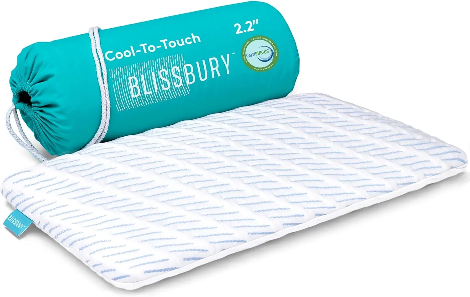 Blissbury 2.2 Inch Super Thin Pillow for Sleeping | Cool-to-Touch Premium Memory Foam Flat Pillow