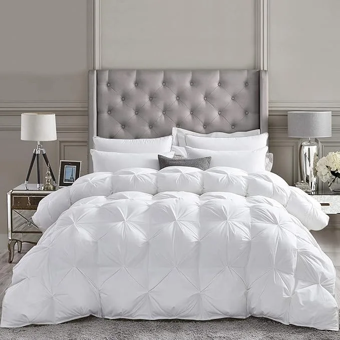 Luxurious All-Season Luxury Siberian Goose Down Pinch Pleated Comforter Duvet Insert 1200 Thread